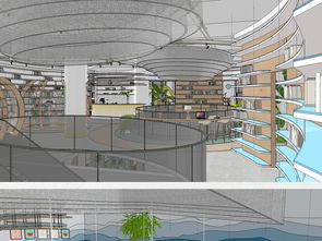 探索精品大型书店书吧室内SU模型设计 空间、结构与艺术融合的巅峰之作